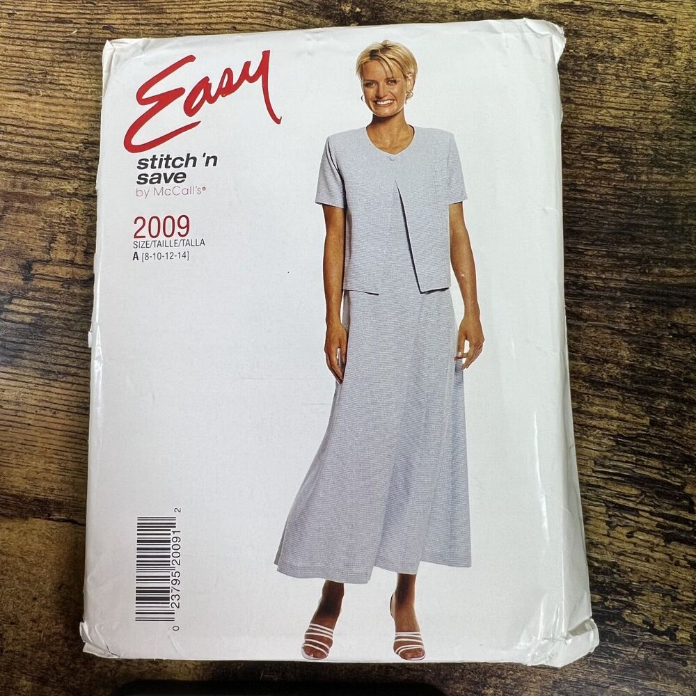 McCall's  Easy Stitch 'n Save Womens Dress Vintage Uncut Pattern #2009 Size A